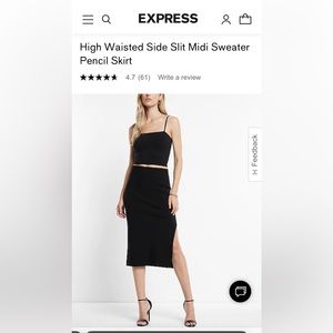 NWT Express High Waisted Side Slit Midi Sweater Pencil Skirt